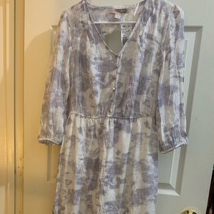 Gray and white dress.